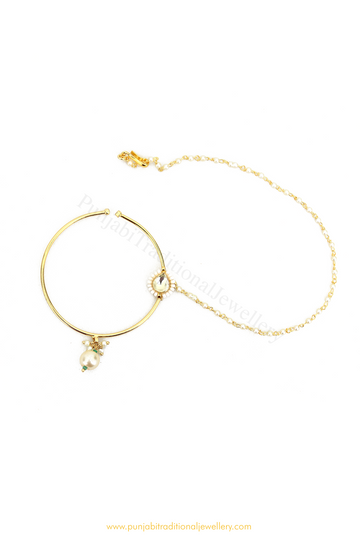 Gold Finished Kundan Pearl Nath By PTJ